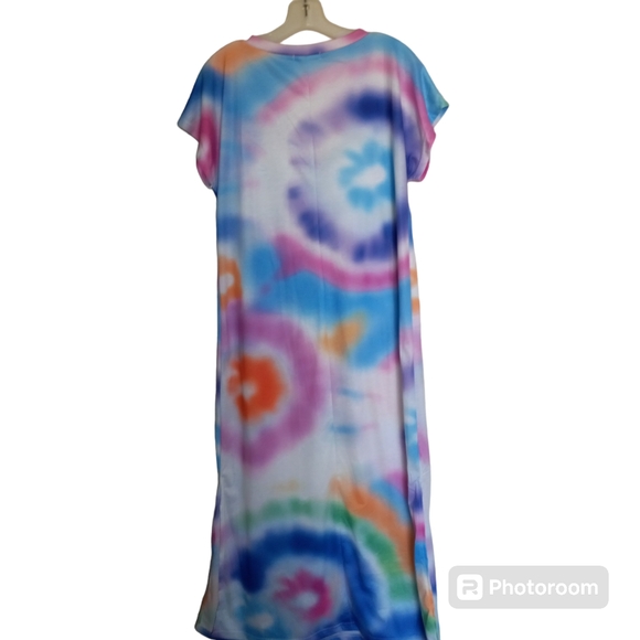 Miss look tie dye dress polyester maxi dress 50 in from back to bottomS/M - Picture 2 of 5